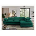 Narożnik PEDRO L - strona prawa - ciemnozielony, welwet
