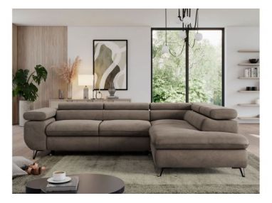 Narożnik PEDRO L - strona prawa - brązowy, welwet