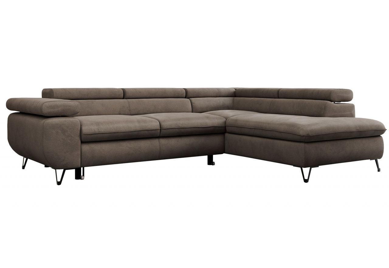 Narożnik PEDRO L - strona prawa - brązowy, welwet