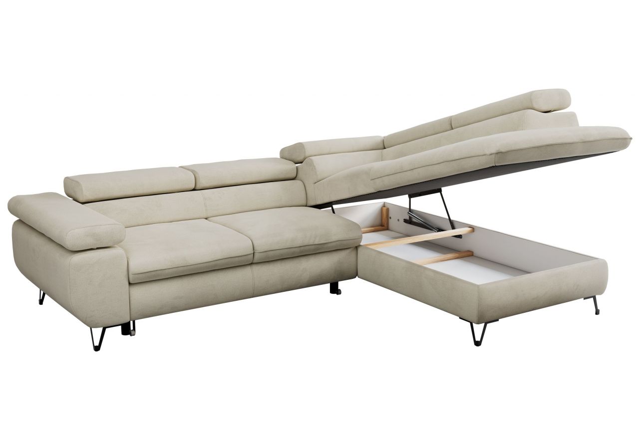 Narożnik PEDRO L - strona prawa - beżowy, welwet