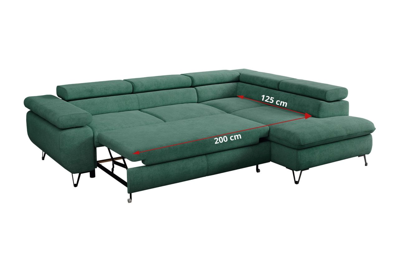 Narożnik PEDRO L - strona prawa - ciemnozielony, struktura