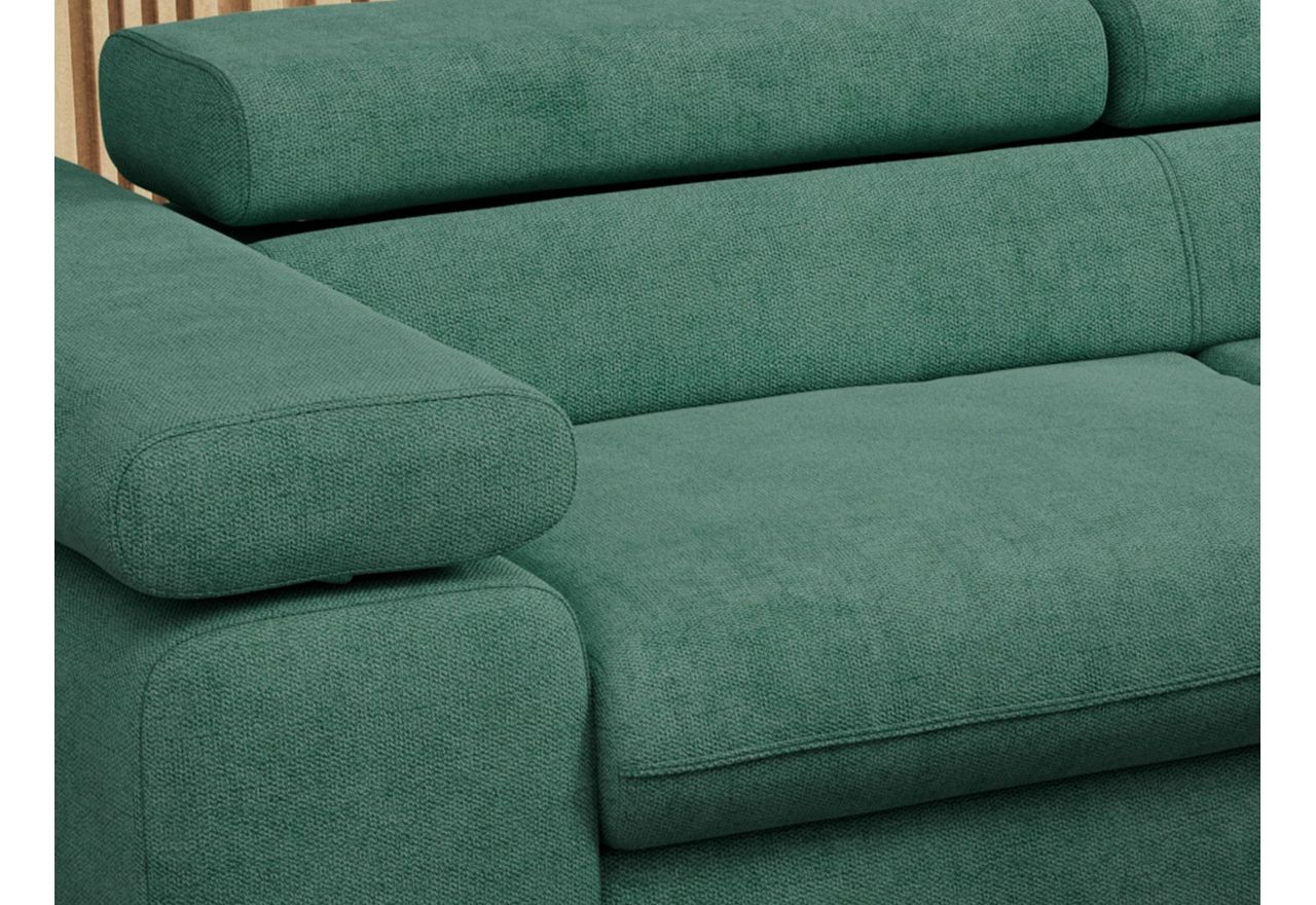 Narożnik PEDRO L - strona prawa - ciemnozielony, struktura