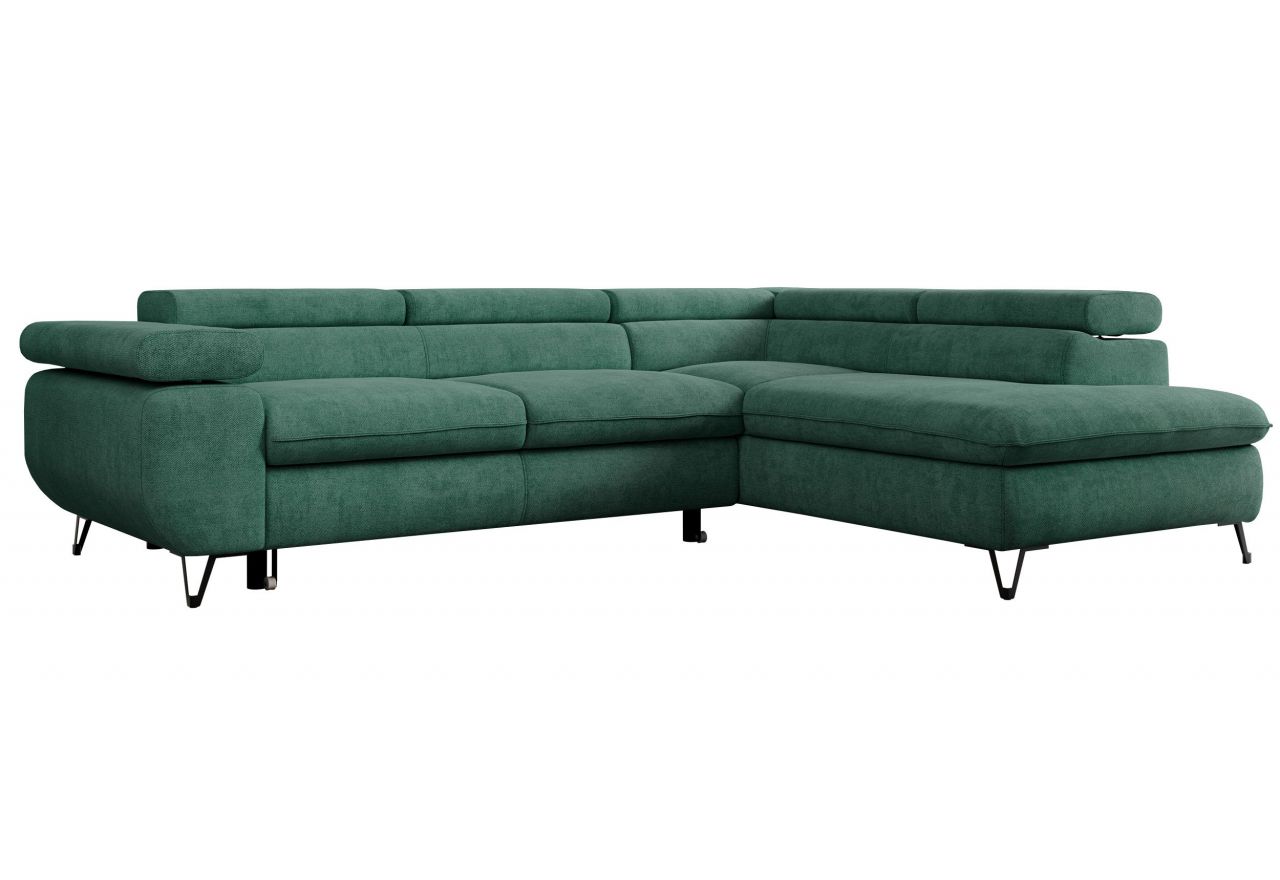 Narożnik PEDRO L - strona prawa - ciemnozielony, struktura