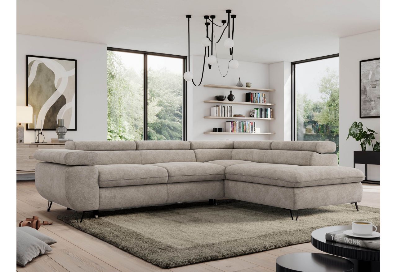 Narożnik PEDRO L - strona prawa - beżowy, struktura