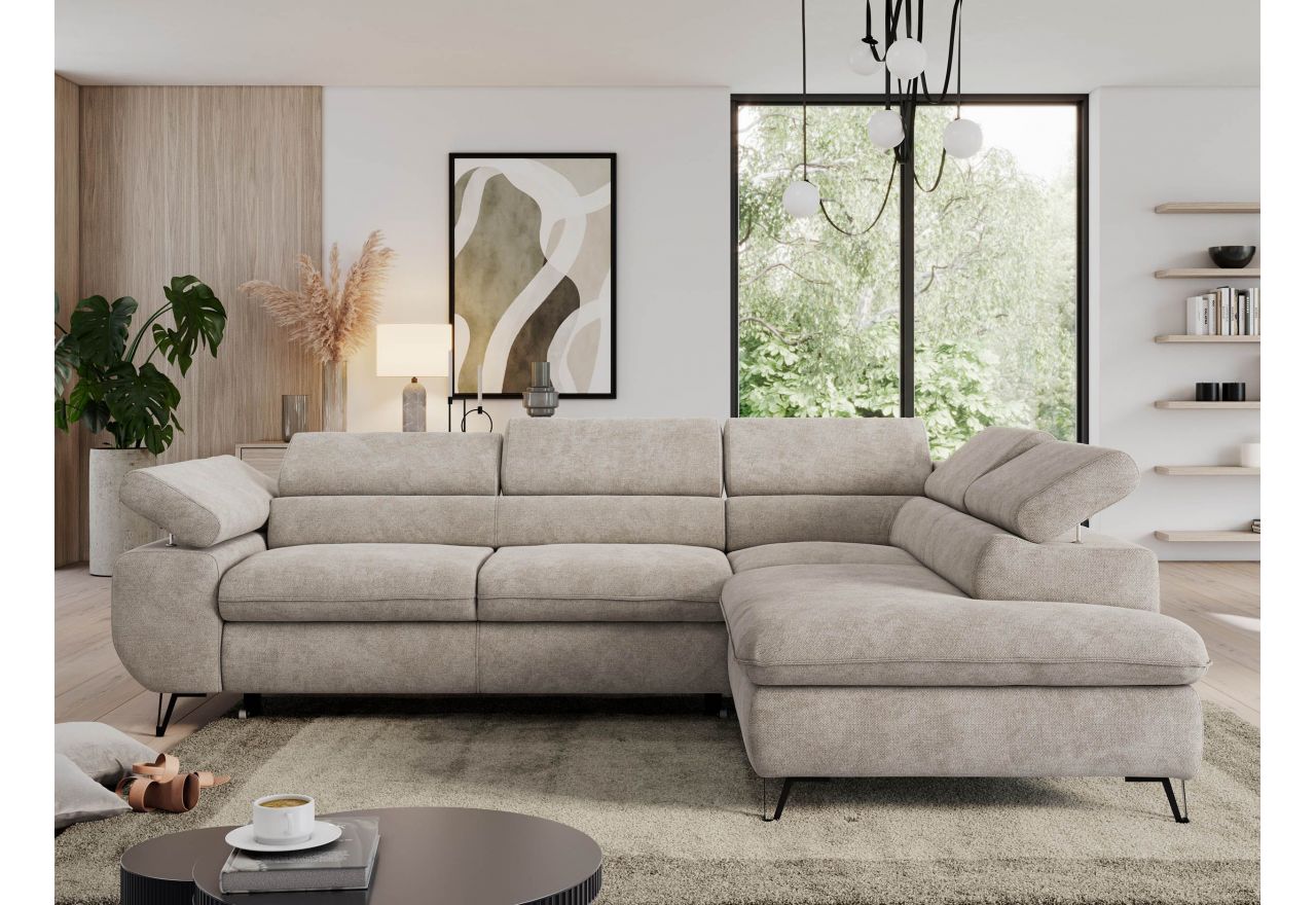 Narożnik PEDRO L - strona prawa - beżowy, struktura