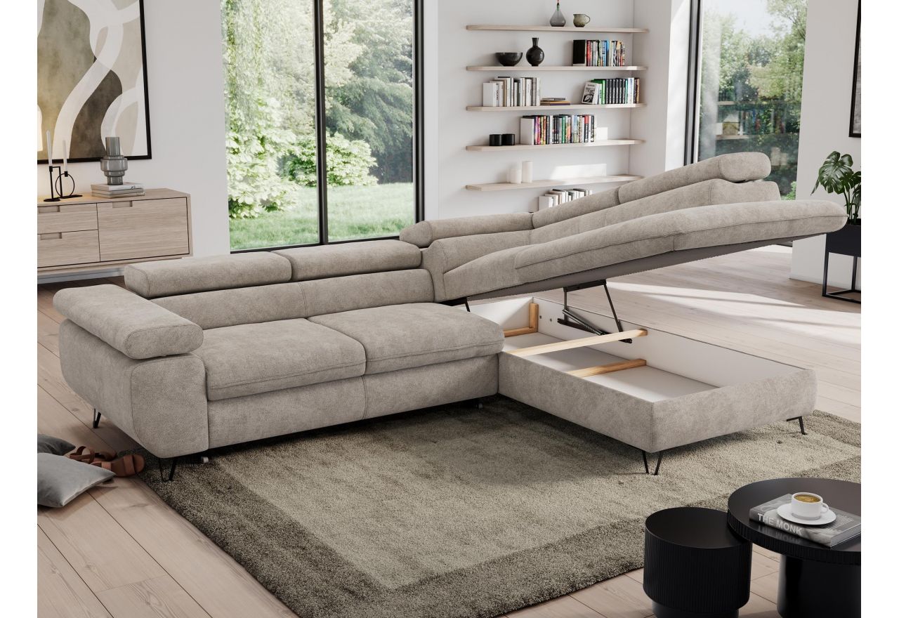 Narożnik PEDRO L - strona prawa - beżowy, struktura