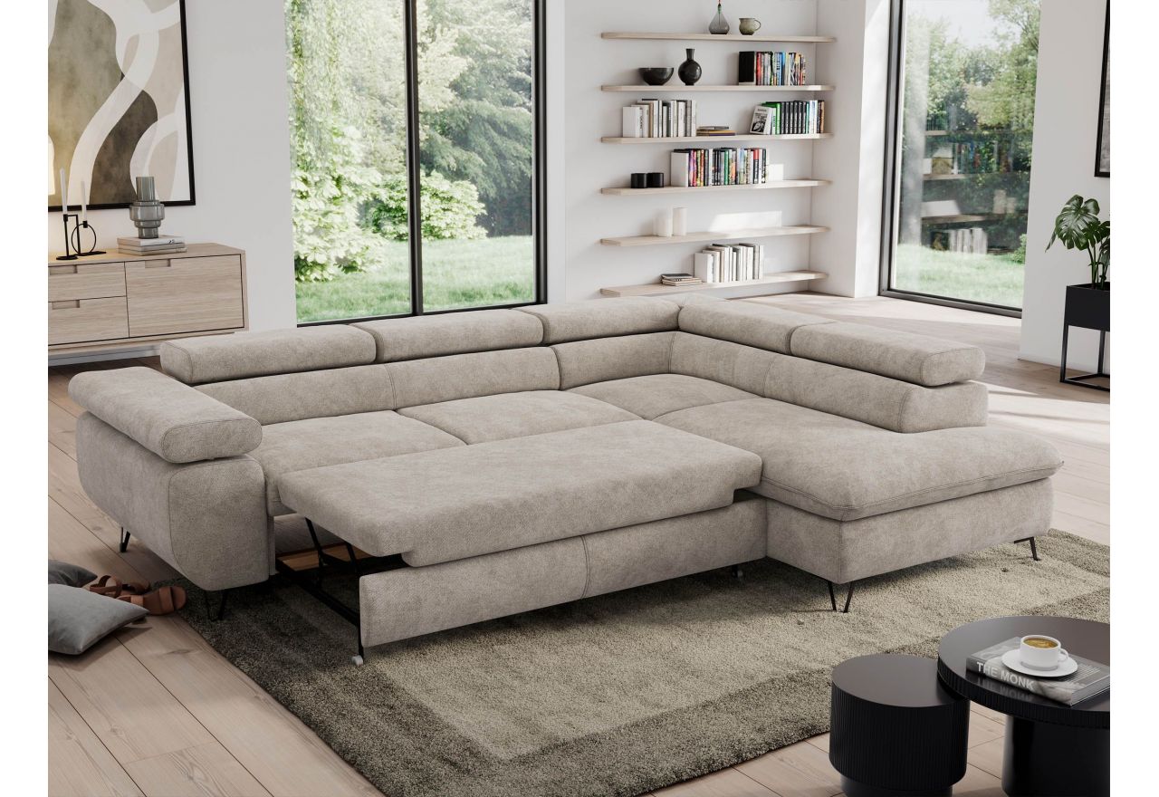 Narożnik PEDRO L - strona prawa - beżowy, struktura