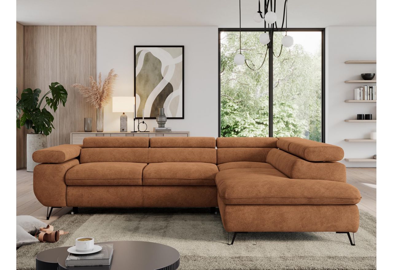 Narożnik PEDRO L - strona prawa - pomarańczowy, struktura