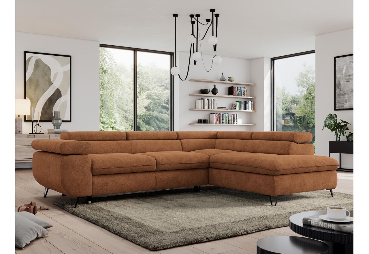 Narożnik PEDRO L - strona prawa - pomarańczowy, struktura