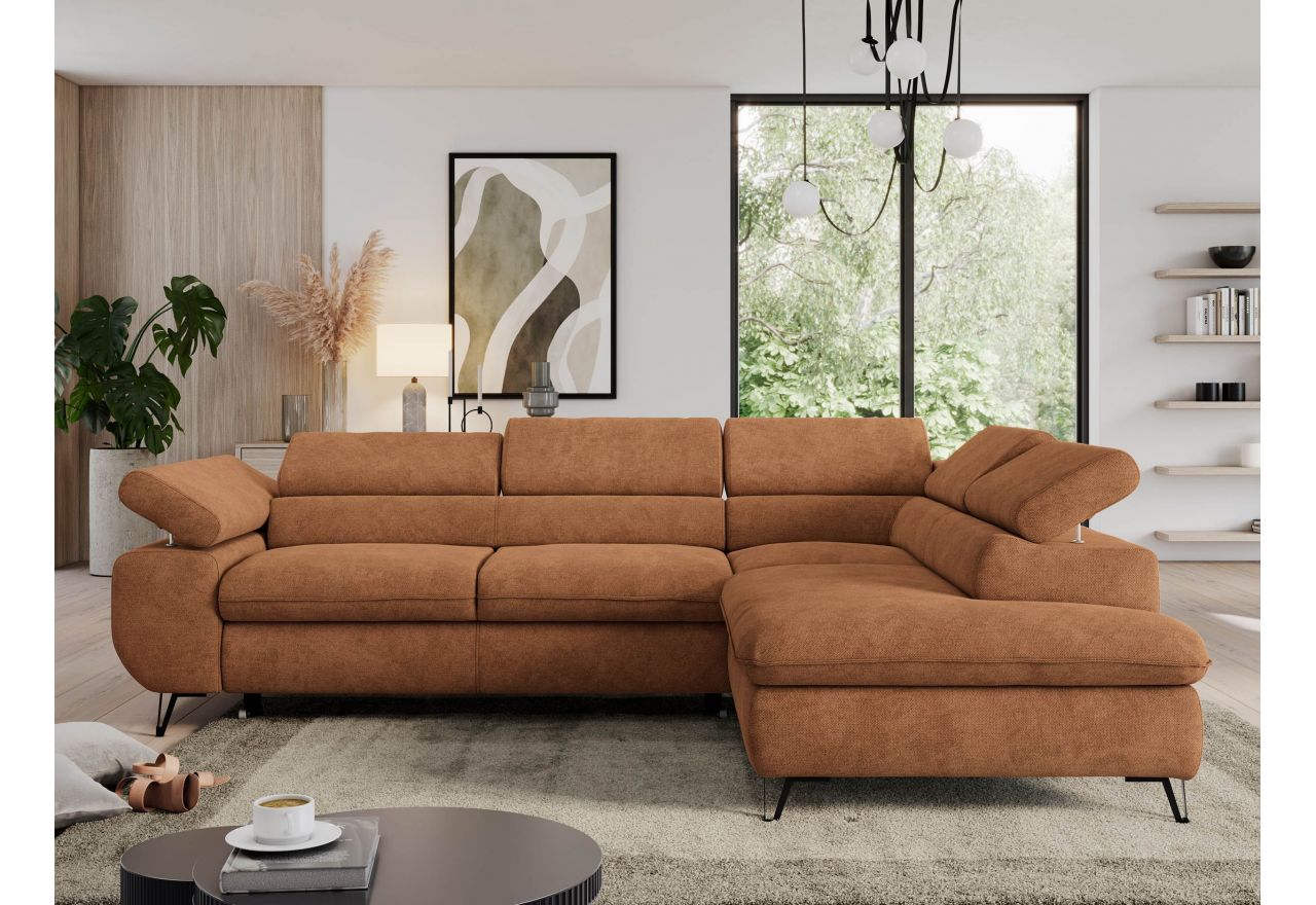 Narożnik PEDRO L - strona prawa - pomarańczowy, struktura