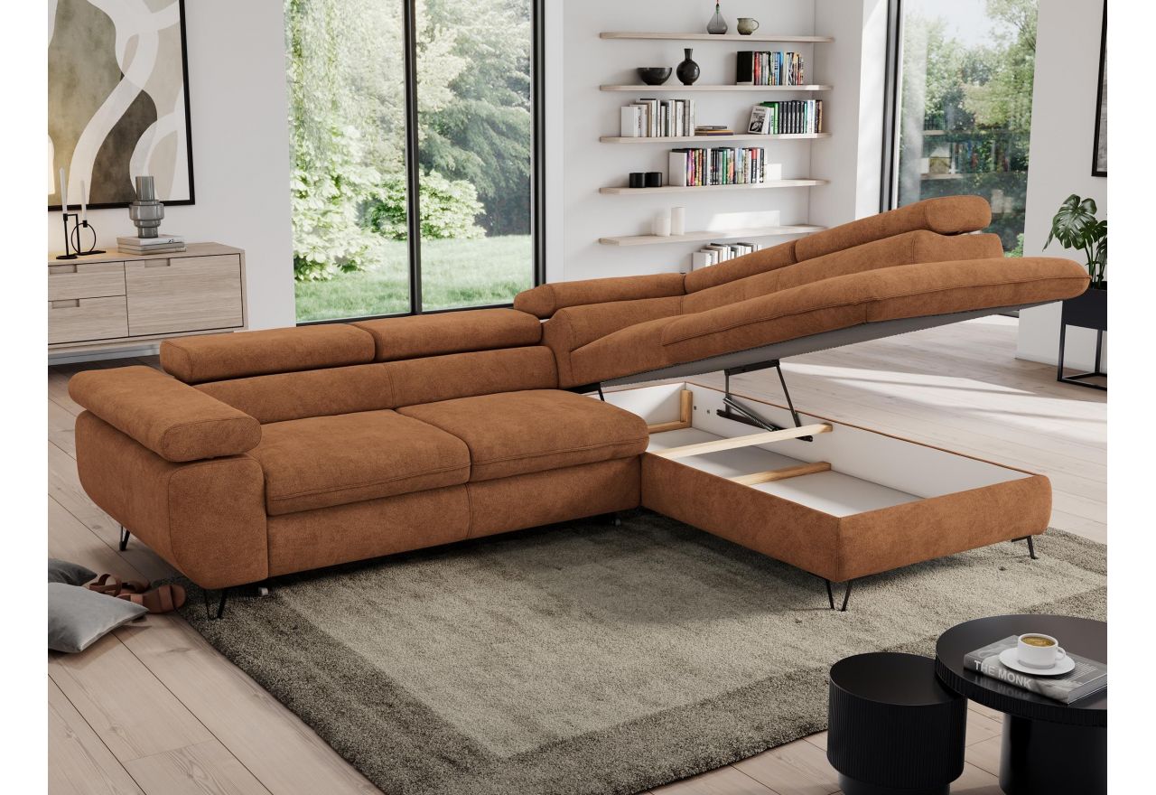 Narożnik PEDRO L - strona prawa - pomarańczowy, struktura