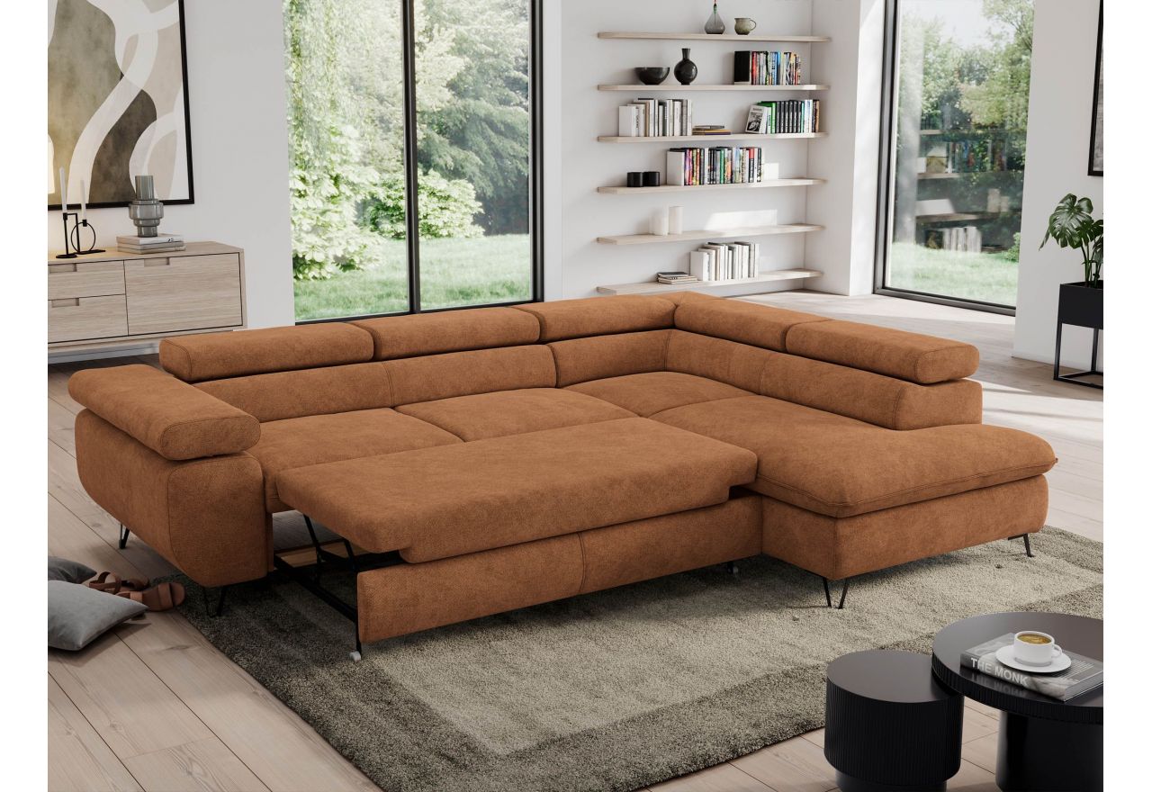 Narożnik PEDRO L - strona prawa - pomarańczowy, struktura