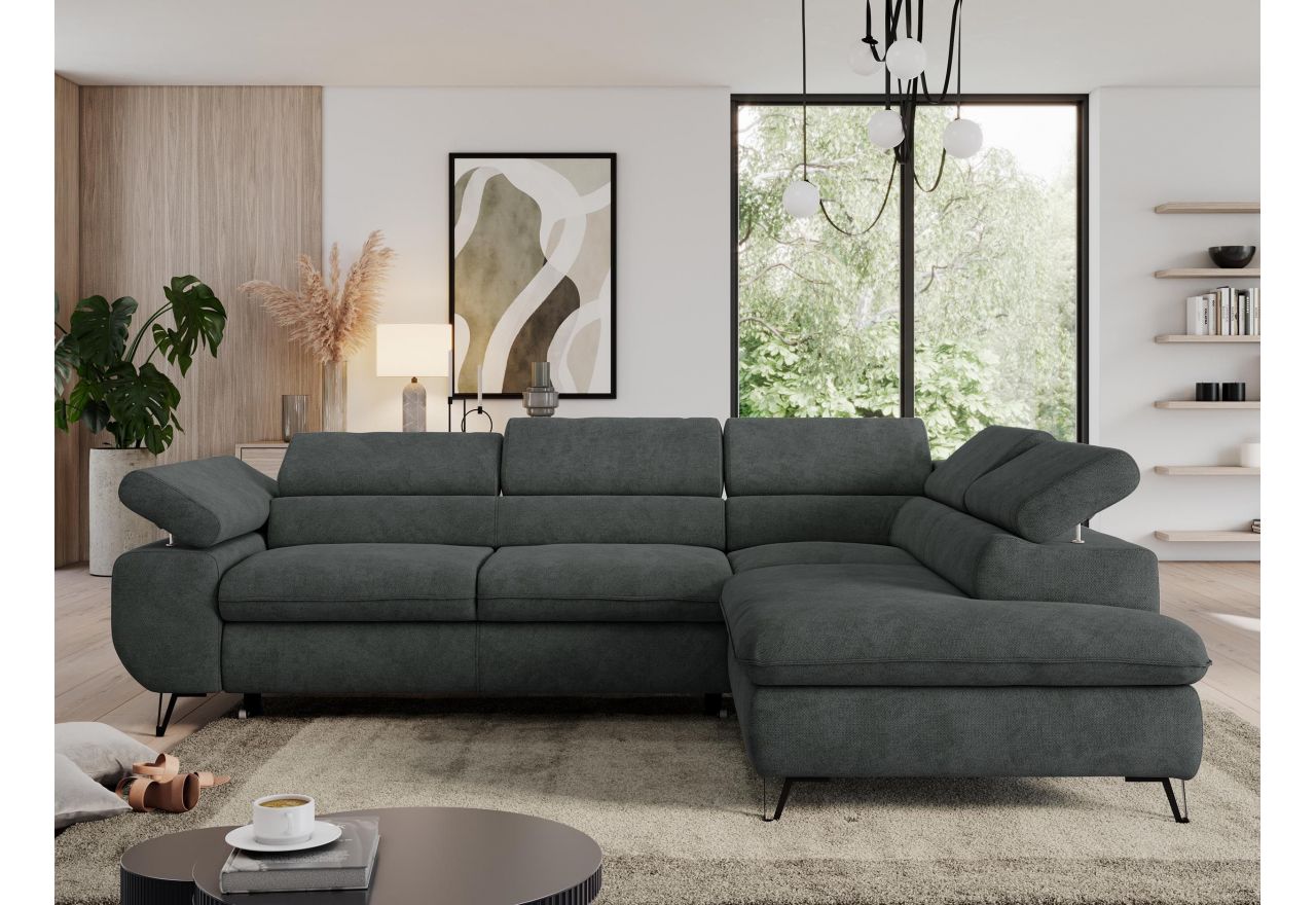 Narożnik PEDRO L - strona prawa - ciemnoszary, struktura