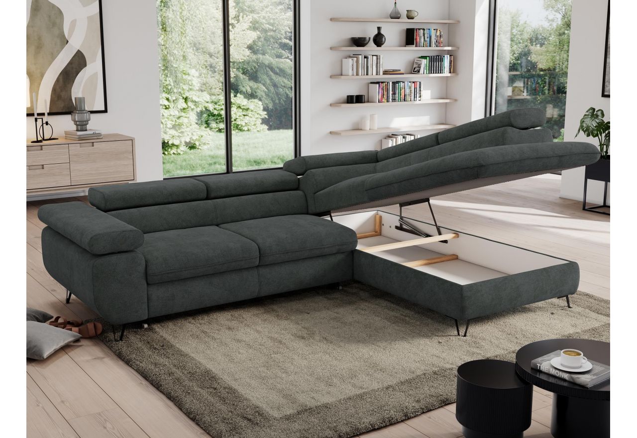 Narożnik PEDRO L - strona prawa - ciemnoszary, struktura