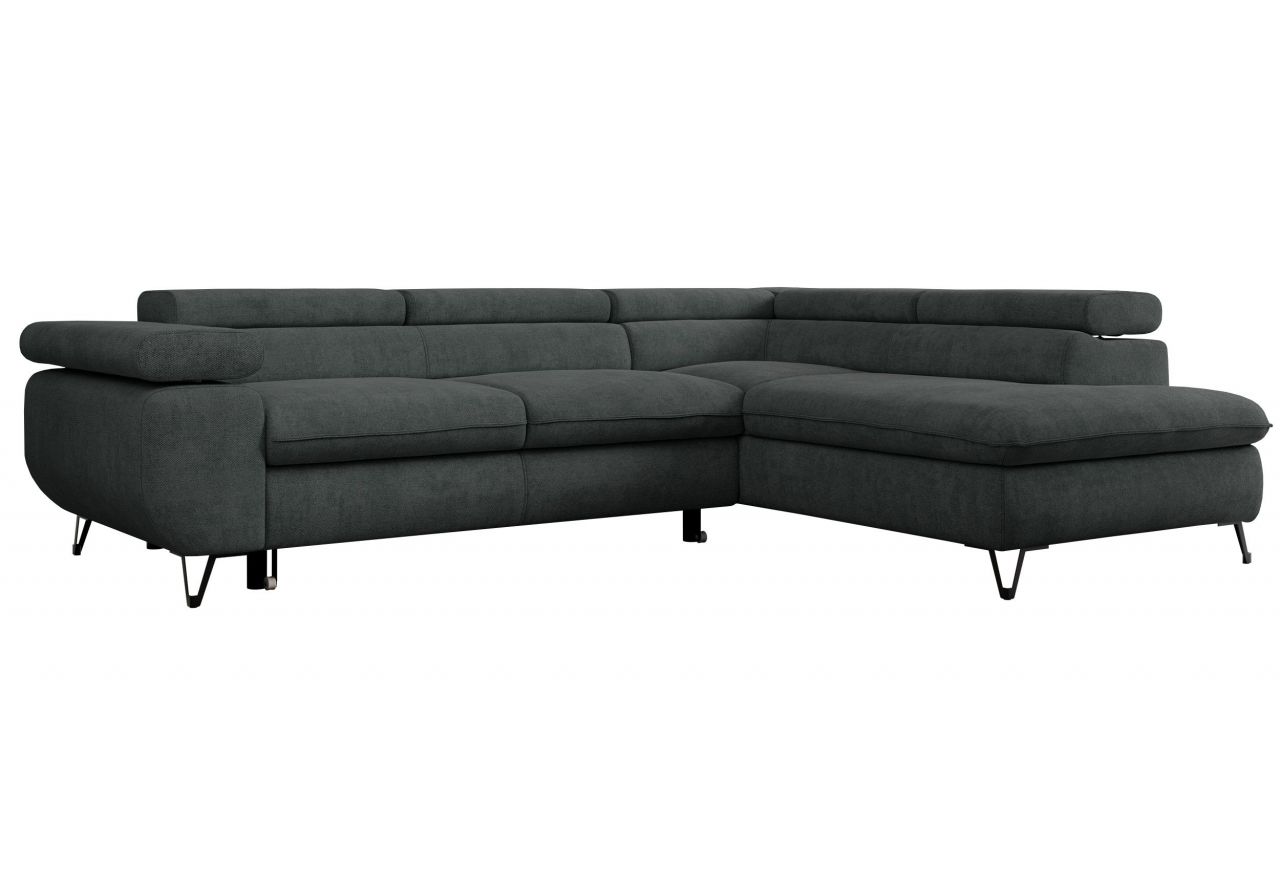 Narożnik PEDRO L - strona prawa - ciemnoszary, struktura