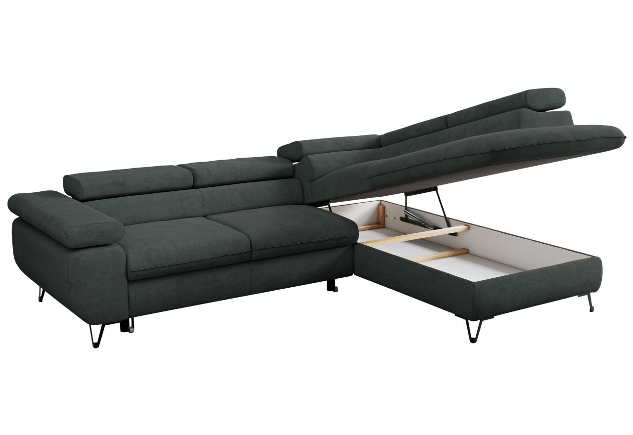 Narożnik PEDRO L - strona prawa - ciemnoszary, struktura