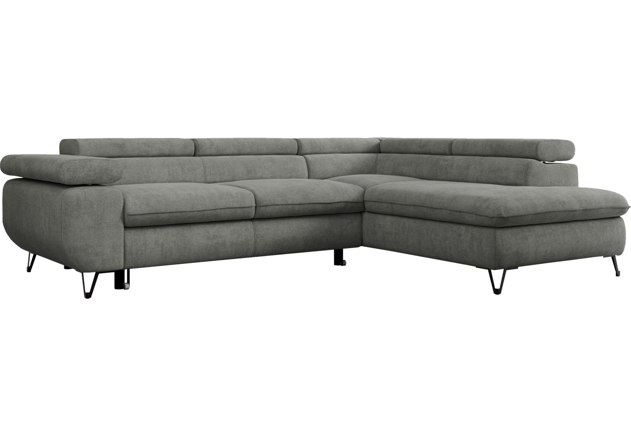 Narożnik PEDRO L - strona prawa - szary, struktura