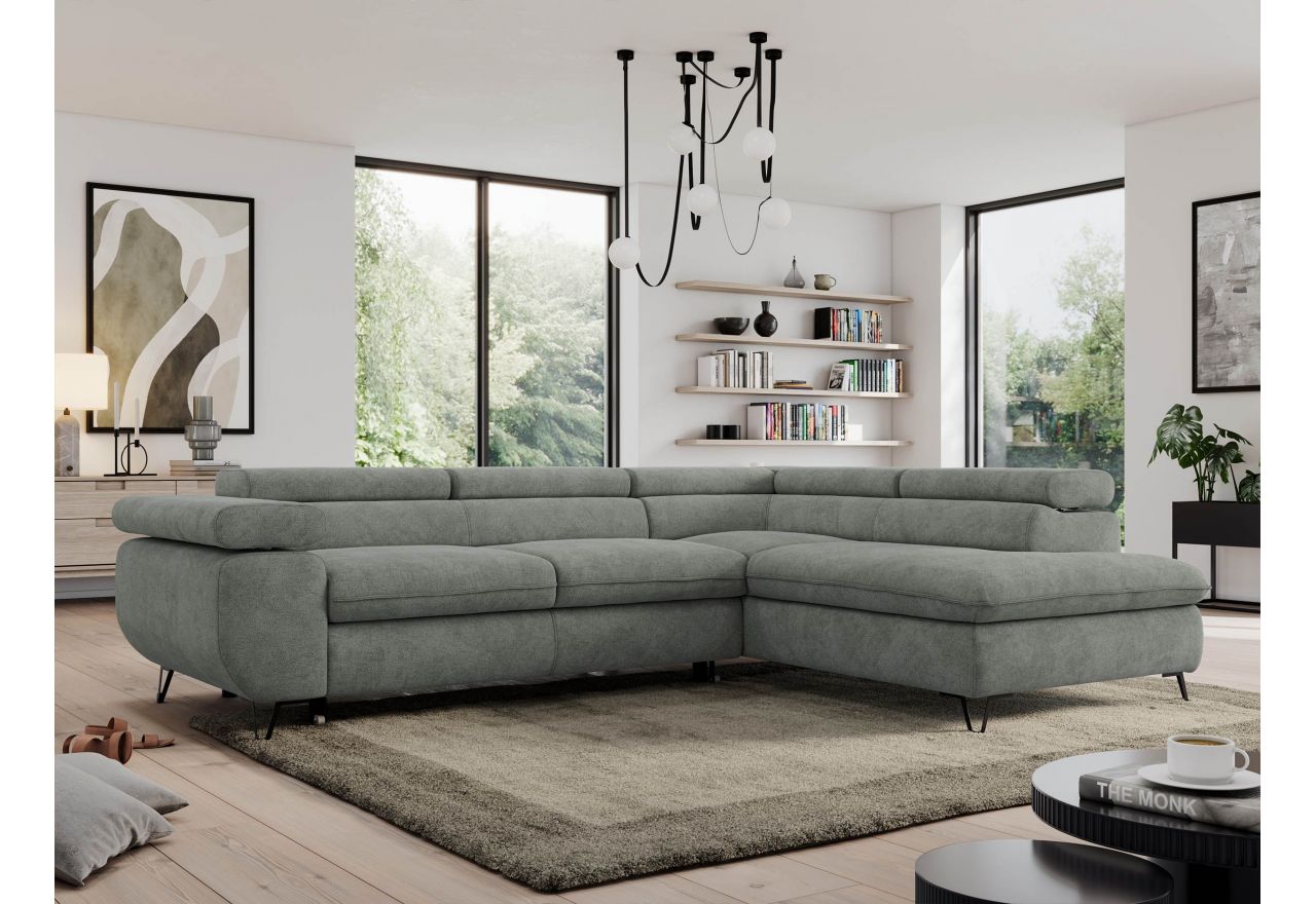 Narożnik PEDRO L - strona prawa - szary, struktura