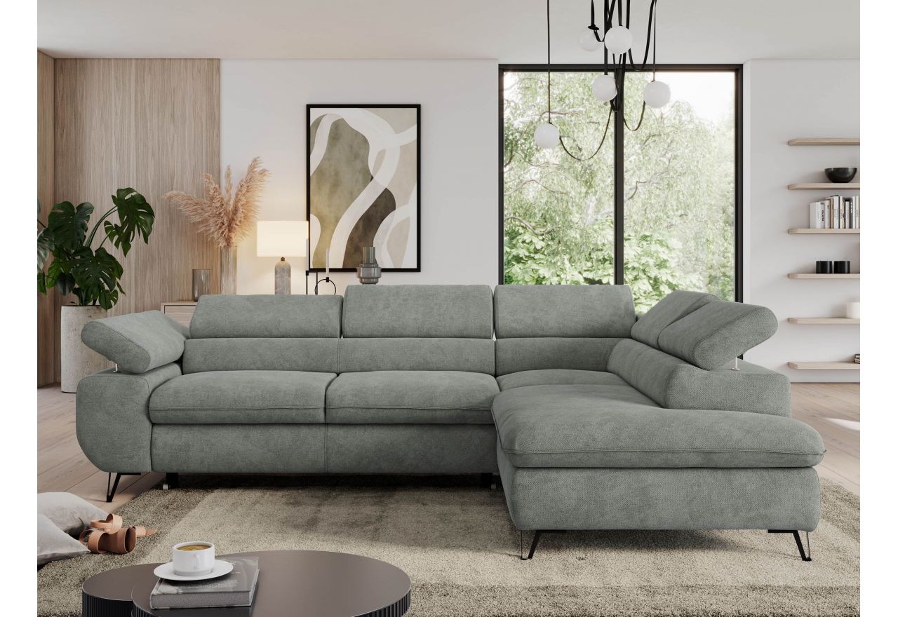 Narożnik PEDRO L - strona prawa - szary, struktura