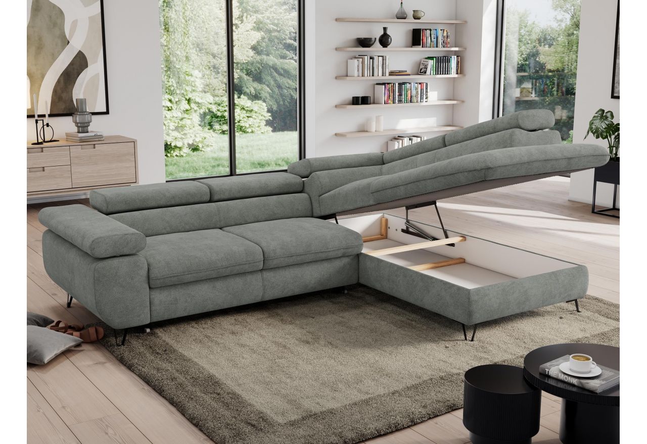 Narożnik PEDRO L - strona prawa - szary, struktura