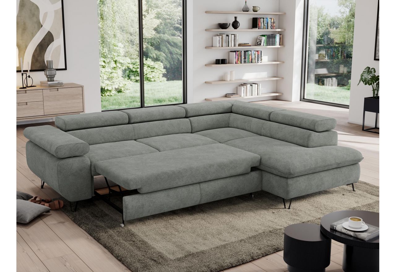 Narożnik PEDRO L - strona prawa - szary, struktura