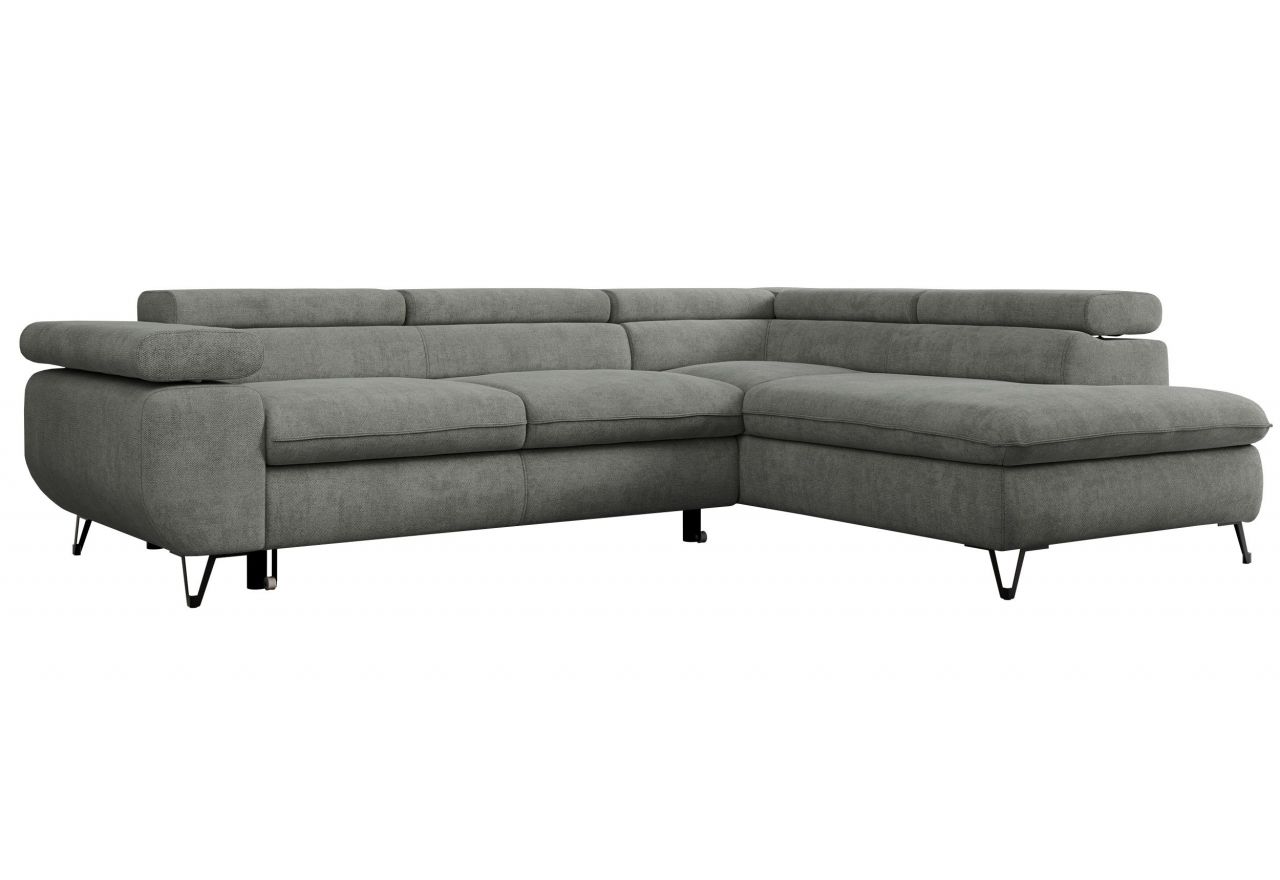 Narożnik PEDRO L - strona prawa - szary, struktura