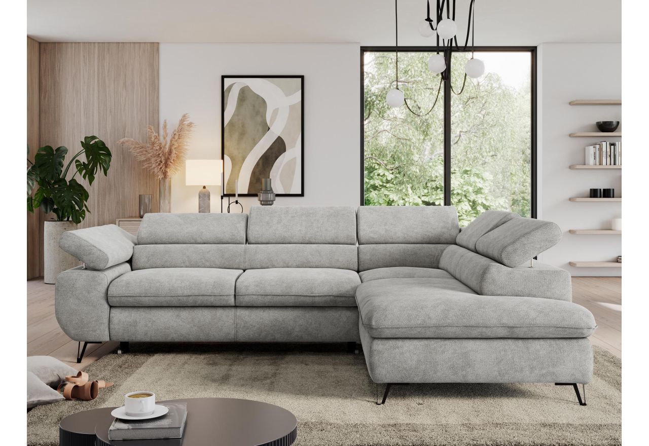 Narożnik PEDRO L - strona prawa - jasnoszary, struktura