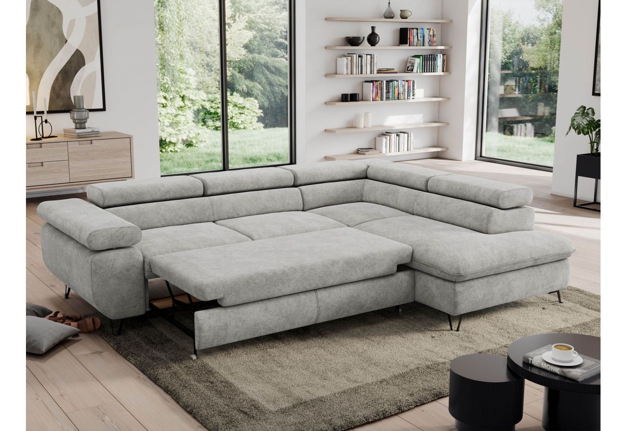 Narożnik PEDRO L - strona prawa - jasnoszary, struktura