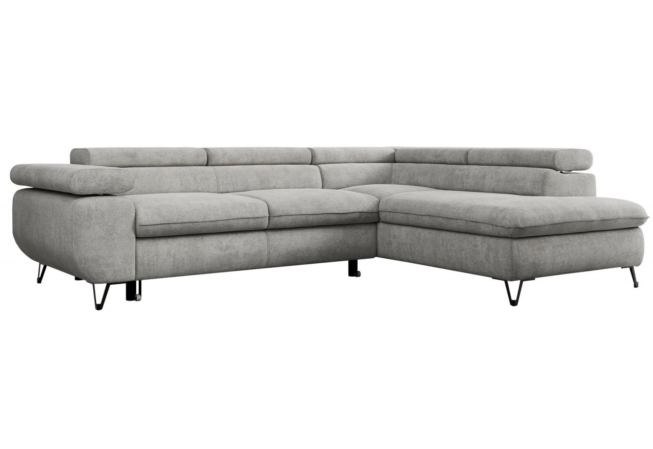 Narożnik PEDRO L - strona prawa - jasnoszary, struktura