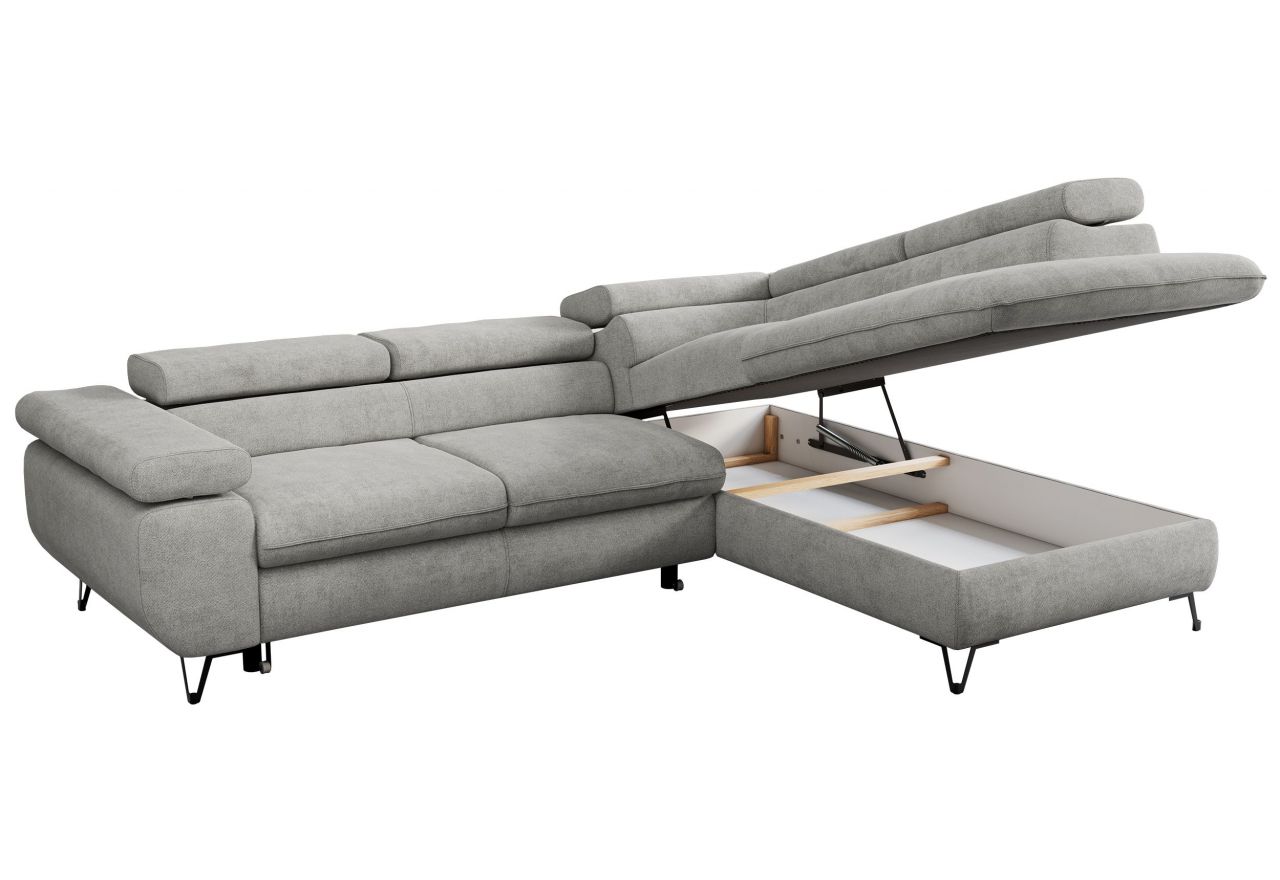 Narożnik PEDRO L - strona prawa - jasnoszary, struktura