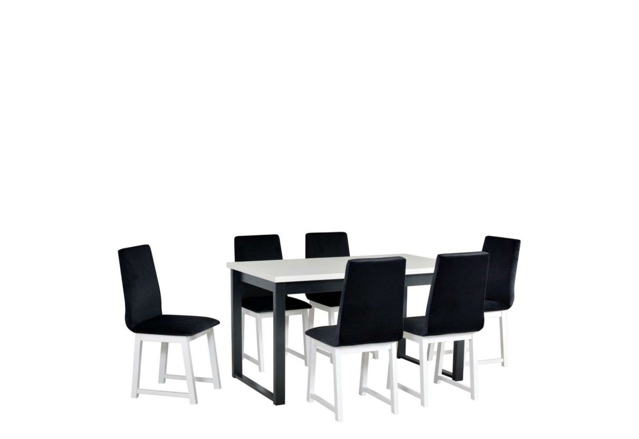 Stylowe meble do jadalni, zestaw stołu i krzeseł tapicerowanych - stół LABO 3 + krzesła REM 5