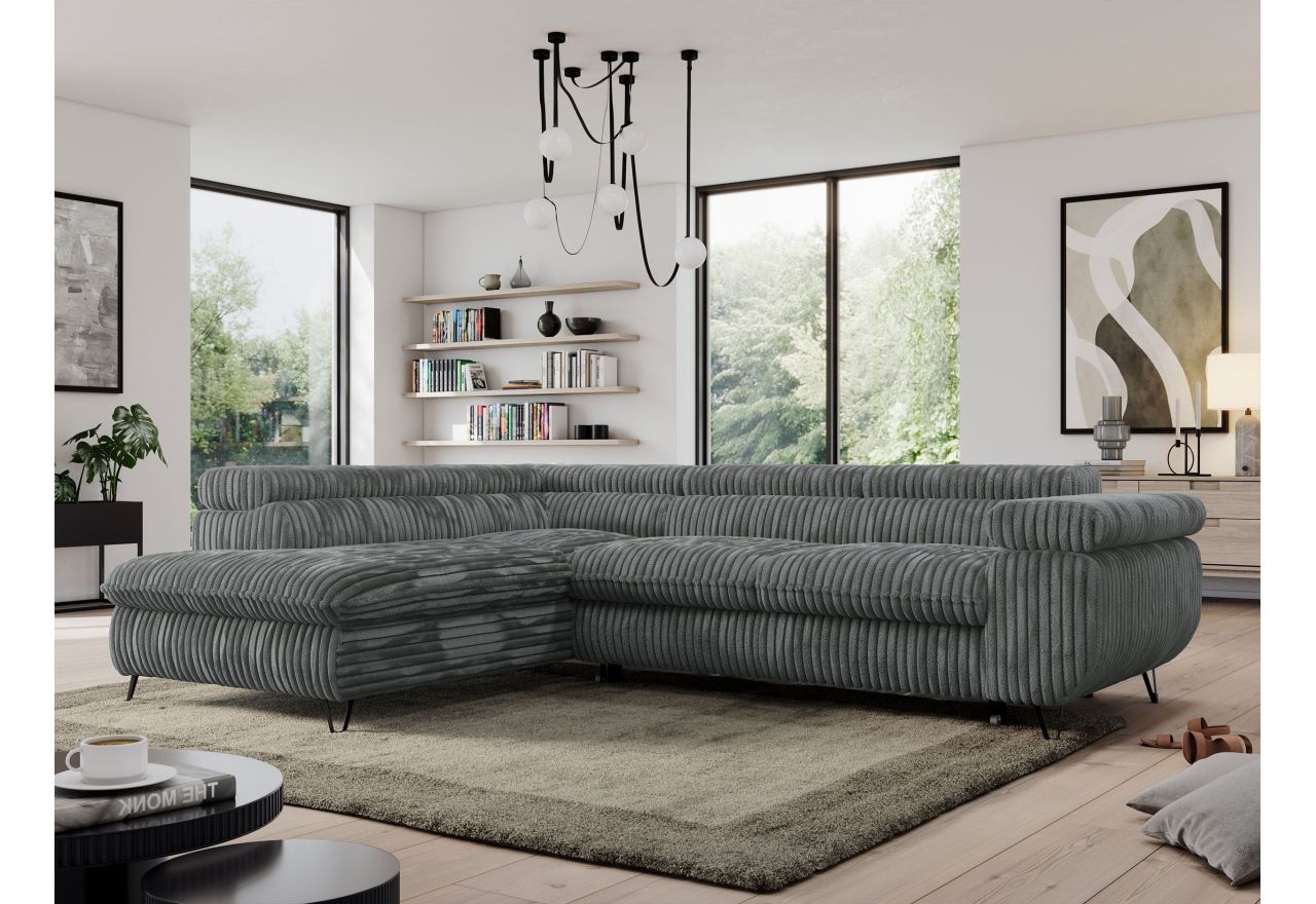 Narożnik PEDRO L - strona lewa - szary, sztruks