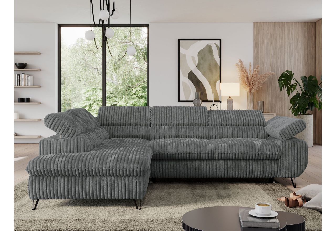 Narożnik PEDRO L - strona lewa - szary, sztruks