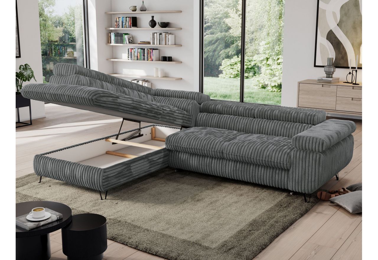 Narożnik PEDRO L - strona lewa - szary, sztruks