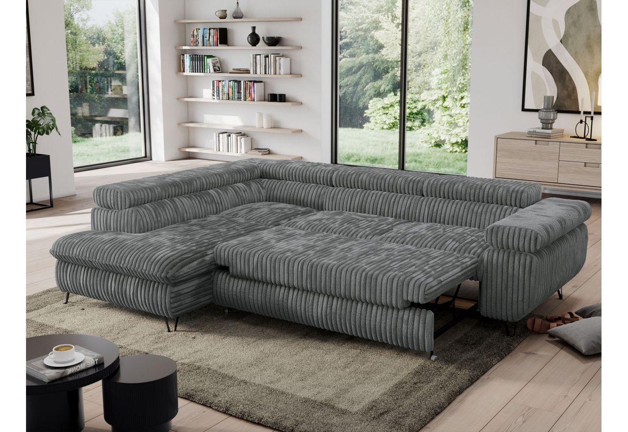 Narożnik PEDRO L - strona lewa - szary, sztruks