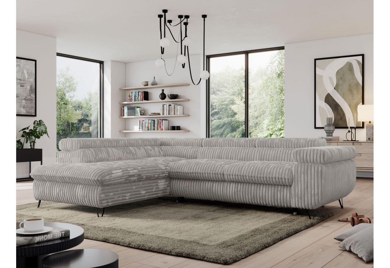 Narożnik PEDRO L - strona lewa - jasnoszary, sztruks