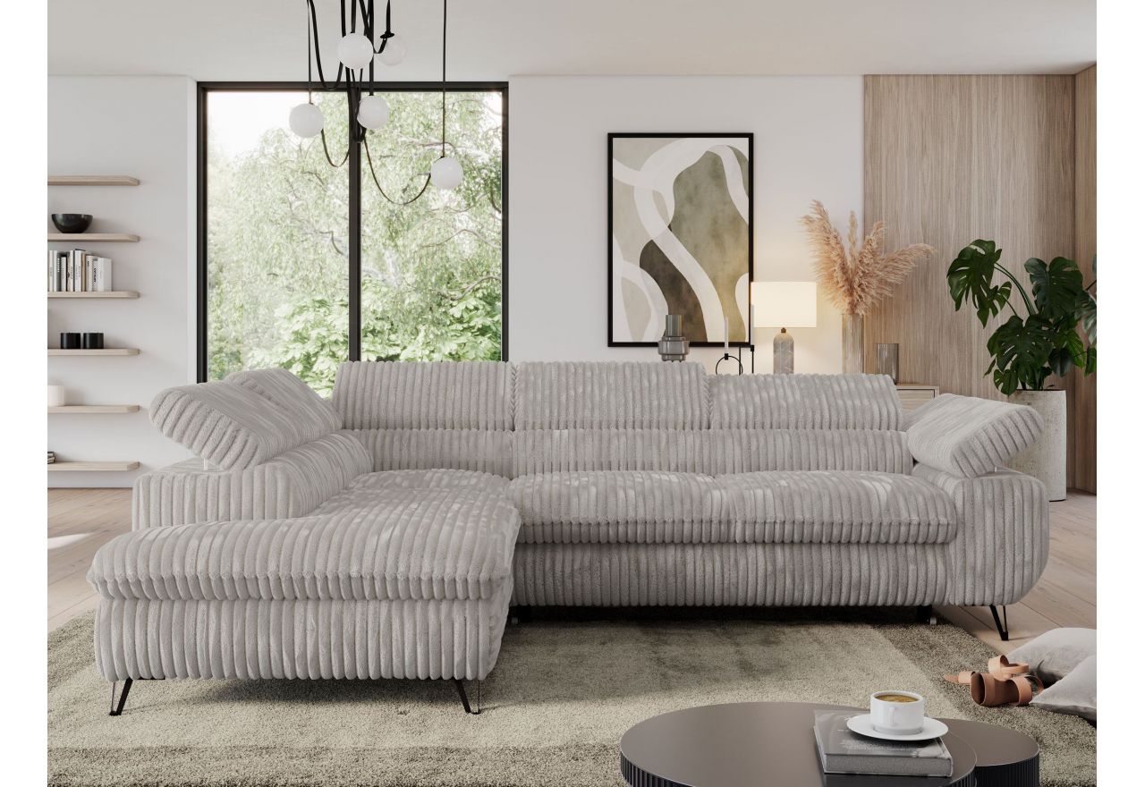 Narożnik PEDRO L - strona lewa - jasnoszary, sztruks