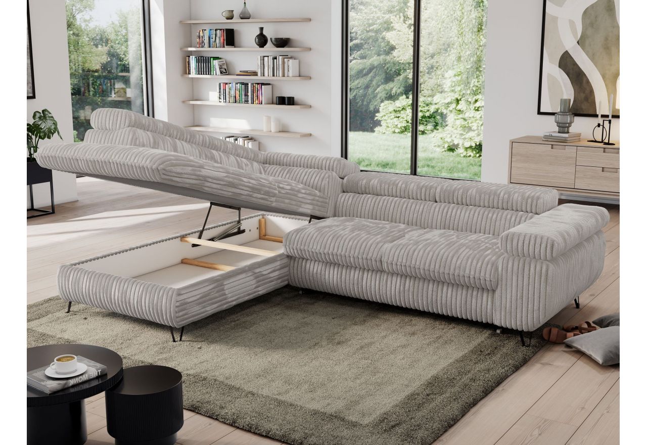 Narożnik PEDRO L - strona lewa - jasnoszary, sztruks