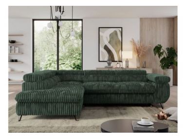 Narożnik PEDRO L - strona lewa - ciemnozielony, sztruks