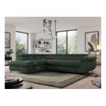 Narożnik PEDRO L - strona lewa - ciemnozielony, sztruks