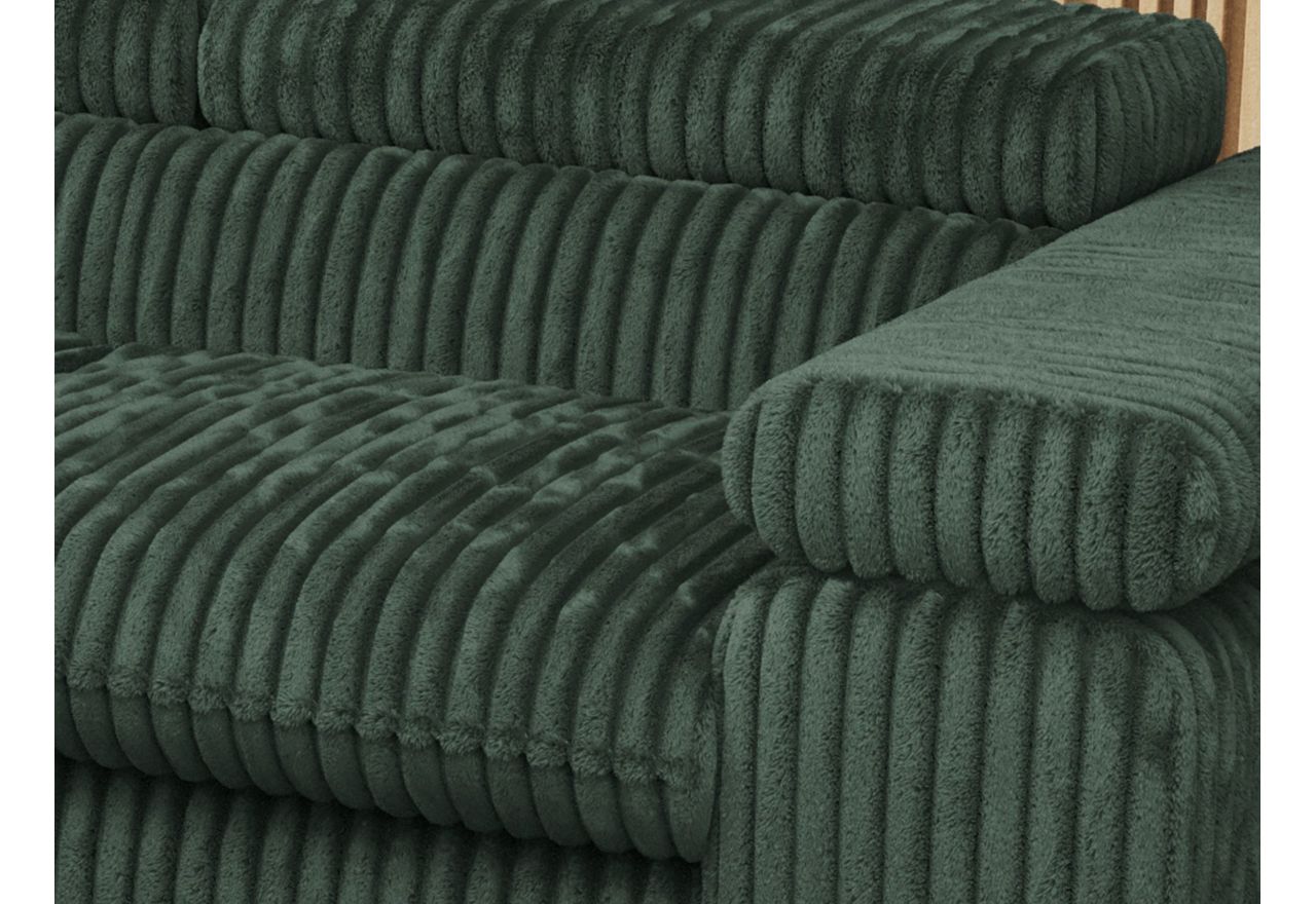 Narożnik PEDRO L - strona lewa - ciemnozielony, sztruks