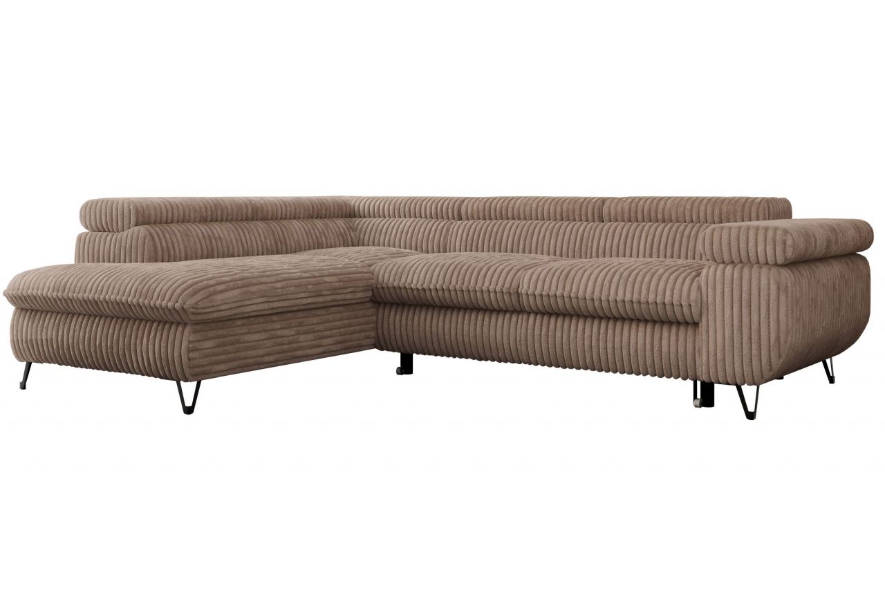 Narożnik PEDRO L - strona lewa - brązowy, sztruks