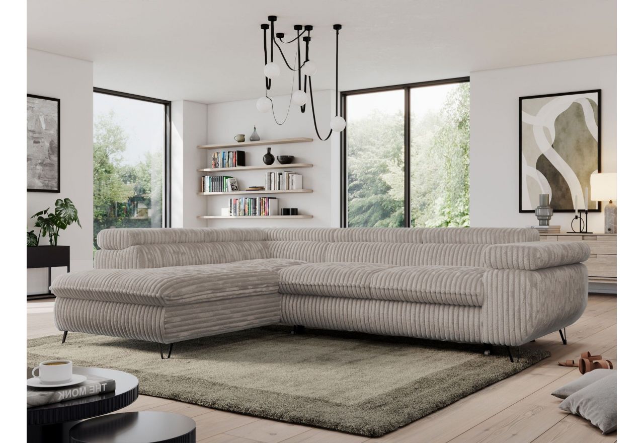 Narożnik PEDRO L - strona lewa - jasnobrązowy, sztruks