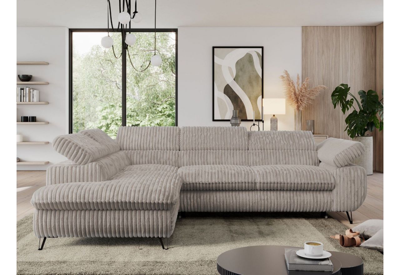 Narożnik PEDRO L - strona lewa - jasnobrązowy, sztruks