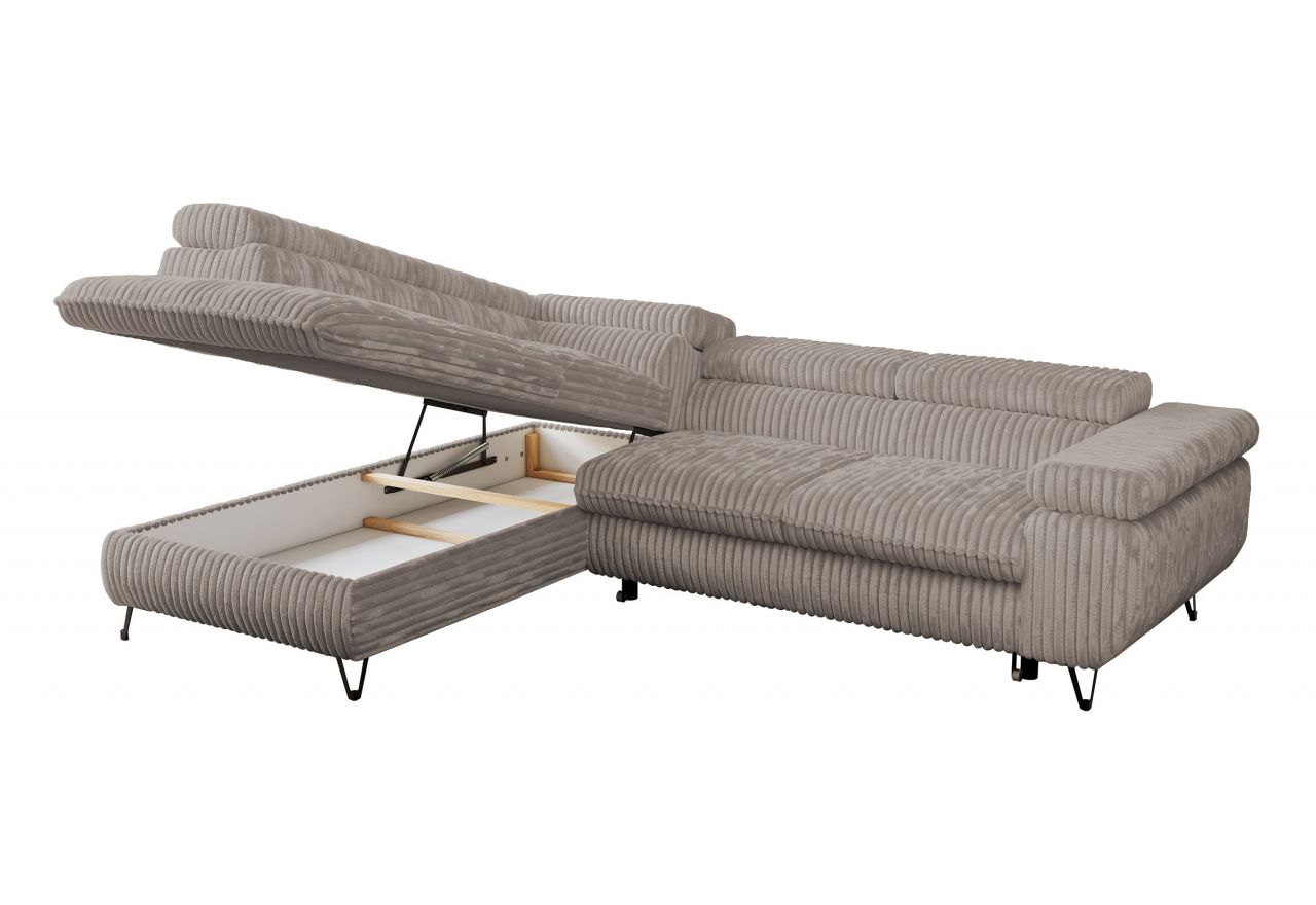 Narożnik PEDRO L - strona lewa - jasnobrązowy, sztruks