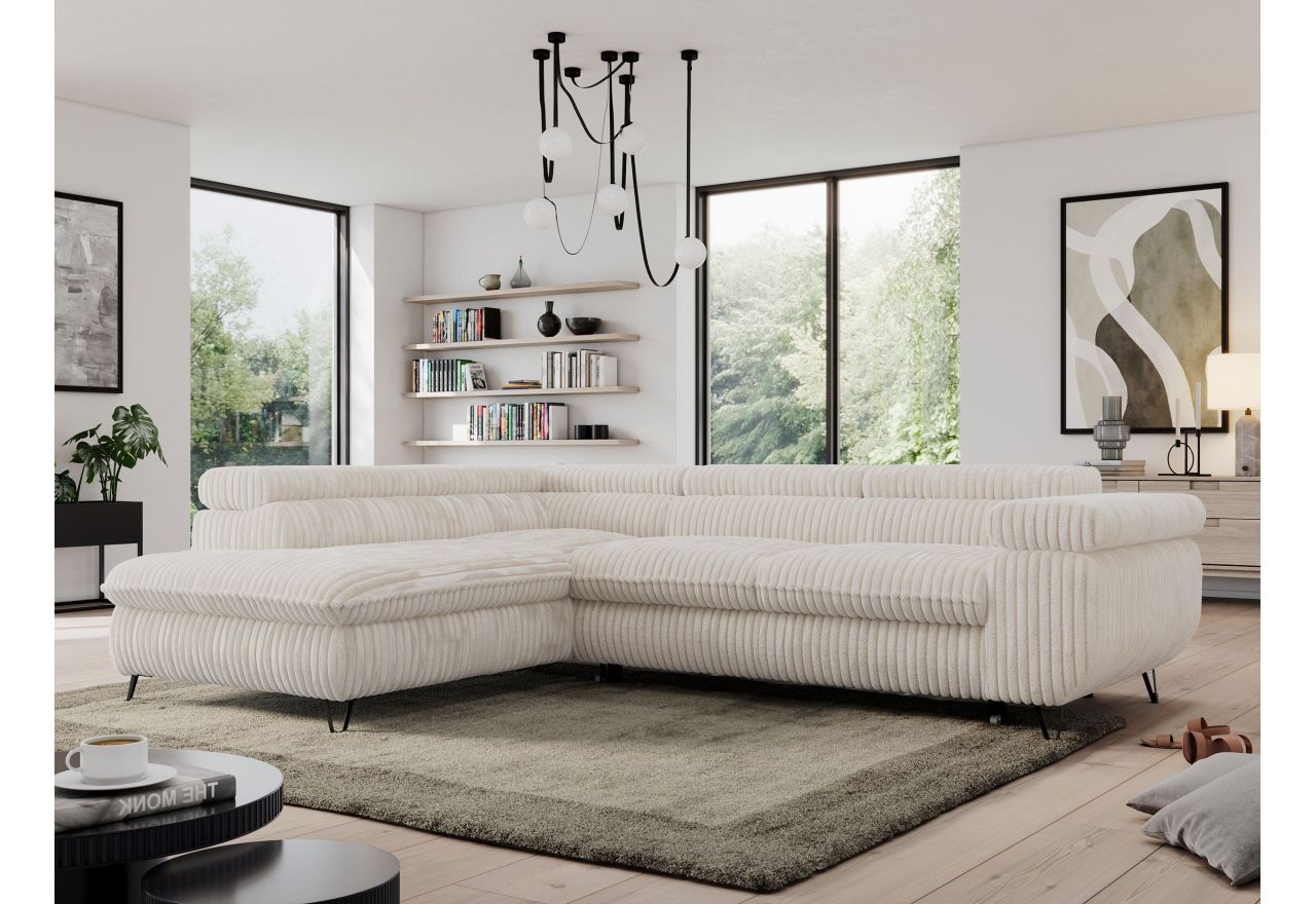 Narożnik PEDRO L - strona lewa - beżowy, sztruks