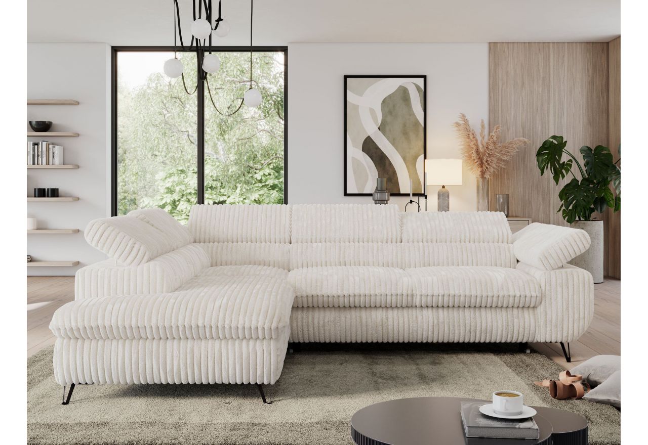 Narożnik PEDRO L - strona lewa - beżowy, sztruks