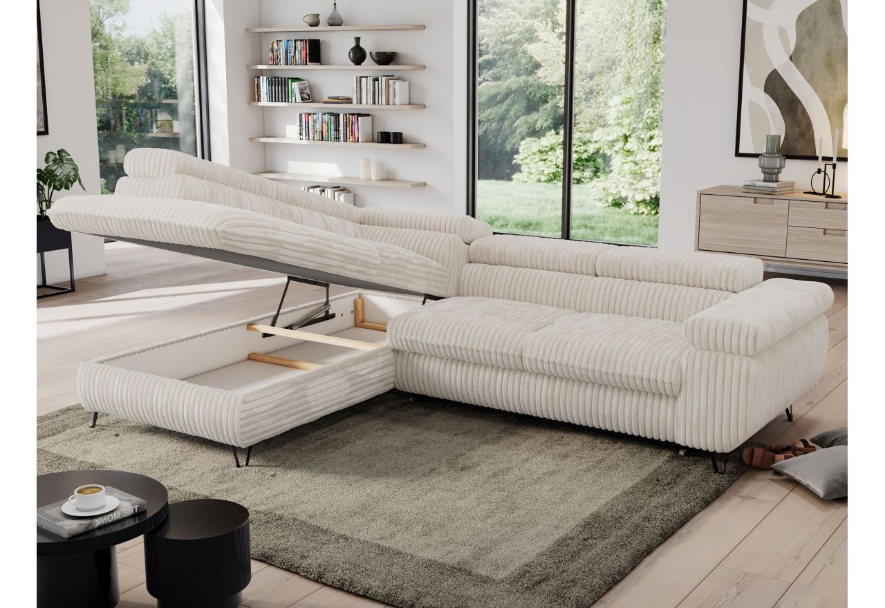 Narożnik PEDRO L - strona lewa - beżowy, sztruks