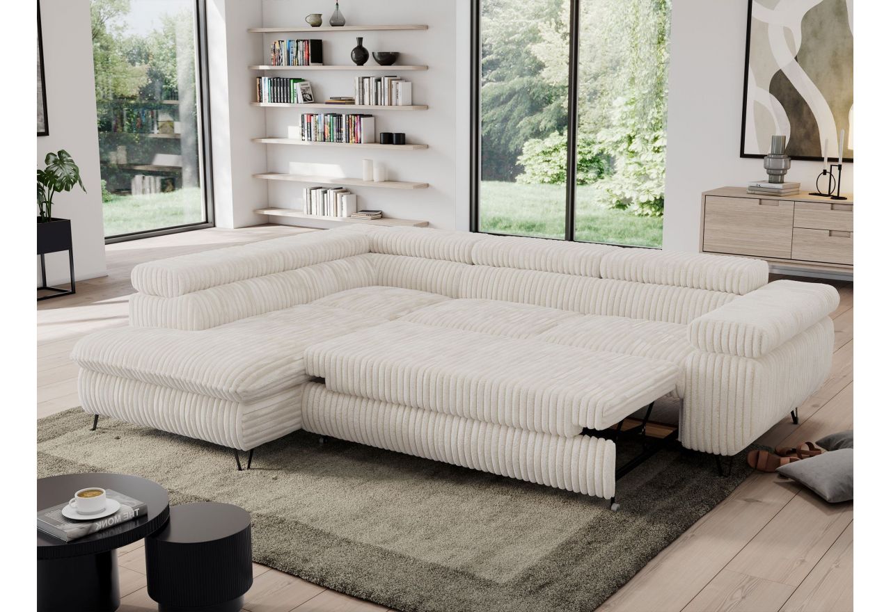 Narożnik PEDRO L - strona lewa - beżowy, sztruks