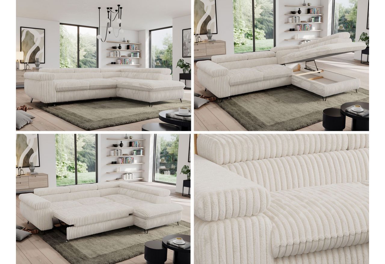 Narożnik PEDRO L - strona lewa - beżowy, sztruks